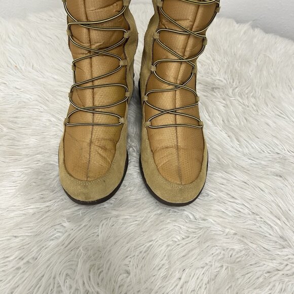 VTG Y2K Baby Phat Tan Faux Fur Trim Lace Up Knee High Boot Quilted Retro Sz 8.5B - Picture 3 of 12